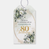 Boheemse 80e verjaardag Stof Groen Blad Tag Cadeaulabel (Achterkant)