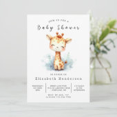 Boheemse aangepaste Giraffe Baby shower Kaart (Staand voorkant)