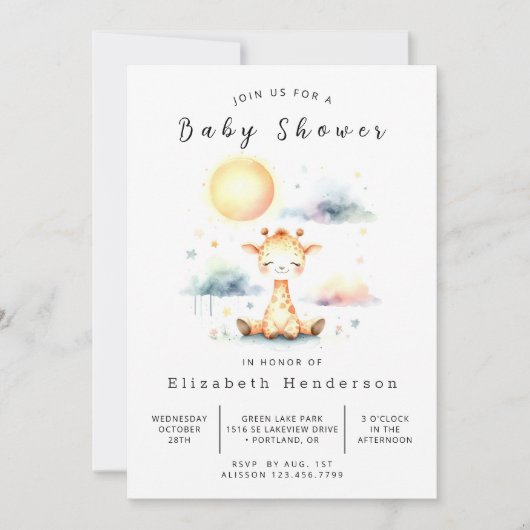 Boheemse aangepaste Giraffe Baby shower Kaart (Voorkant)