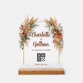 Boheemse Aangepaste Huwelijkslied QR Code Acryl Bord (Voorkant)