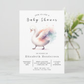 Boheemse aangepaste zwaan Baby shower Kaart (Staand voorkant)