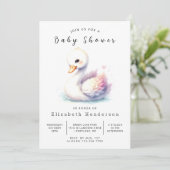 Boheemse aangepaste zwaan Baby shower Kaart (Staand voorkant)