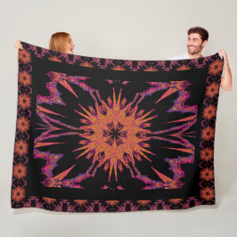 Boheemse Abstracte Golden Hyacint Bloemen Fleece Deken