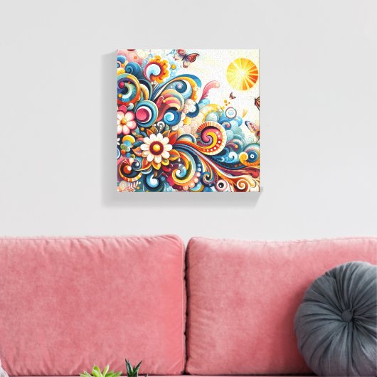 Boheemse Abstracte muurschildering Canvas Afdruk (Insitu (Woonkamer))