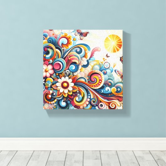 Boheemse Abstracte muurschildering Canvas Afdruk (Insitu (Houten vloer))