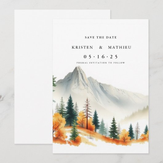 Boheemse afdrukbare berg save the date (Voorkant / Achterkant)
