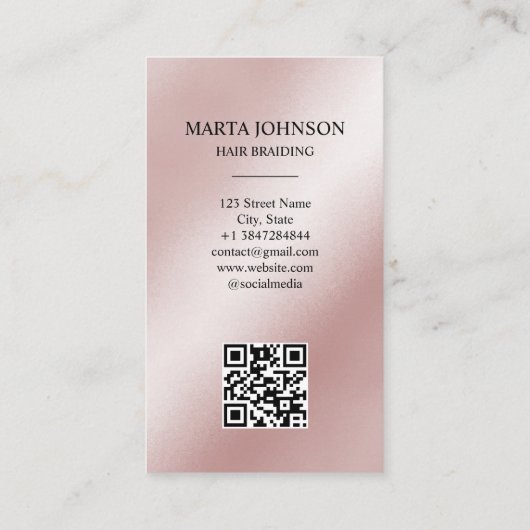 Boheemse Afro Amerikaanse vlechten QR-code Visitekaartje (Achterkant)