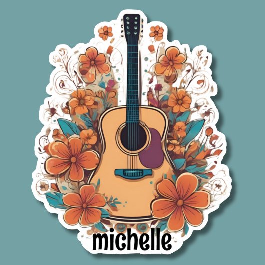 Boheemse akoestische gitaar monogram sticker