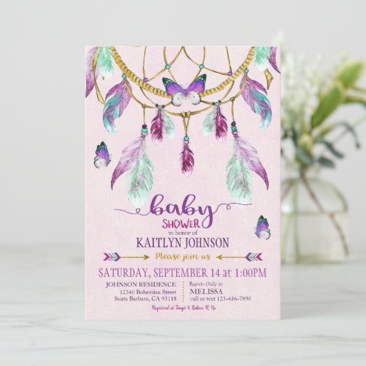 Boheemse Amerikaanse Indian Dream Catcher Baby sho Kaart (Staand voorkant)