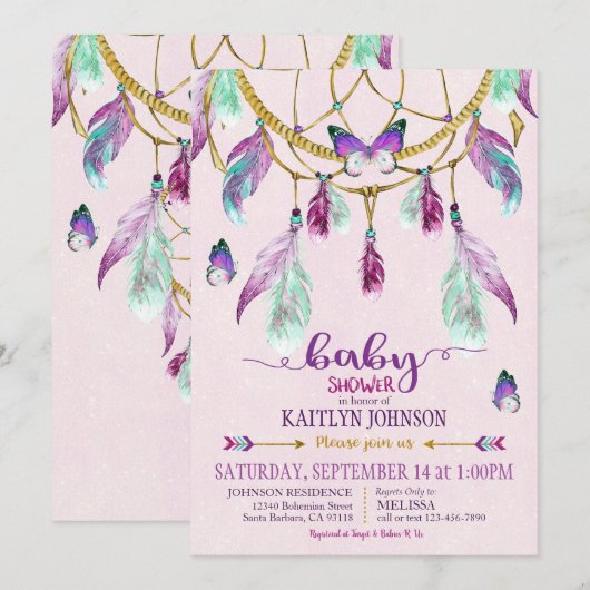 Boheemse Amerikaanse Indian Dream Catcher Baby sho Kaart (Voorkant / Achterkant)