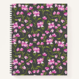 Boheemse Aquarel Bloemen - Roze en Grijs Notitieboek