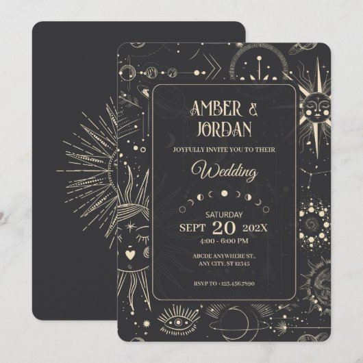 Boheemse astrologie hemelse bruiloft kaart (Voorkant / Achterkant)