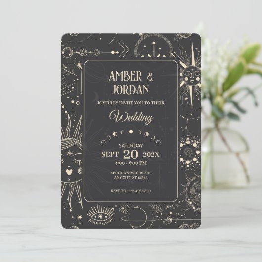 Boheemse astrologie hemelse bruiloft kaart (Staand voorkant)