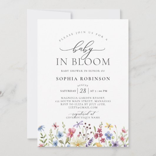 Boheemse Baby in Bloom Wildflower Baby shower Kaart (Voorkant)