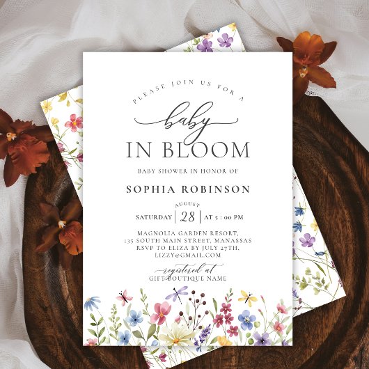 Boheemse Baby in Bloom Wildflower Baby shower Kaart