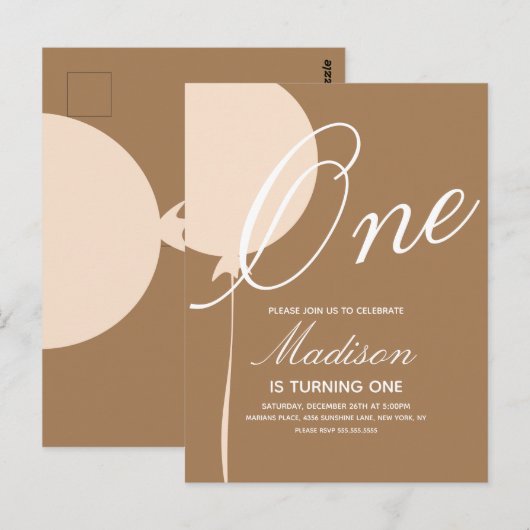 Boheemse ballon eerste verjaardagsfeest uitnodigin briefkaart (Voorkant / Achterkant)