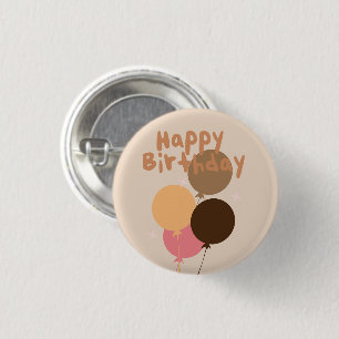 Boheemse ballonnen Gelukkig Verjaardag   Ronde Button 3,2 Cm