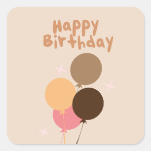 Boheemse ballonnen Gelukkig Verjaardag   Vierkante Sticker