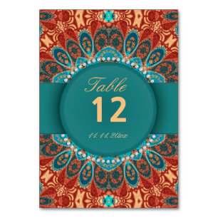 Boheemse Batik Bruiloft Tafel Nummer Postkaarten Kaart