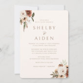 Boheemse Beige minimalistische neutrale bruiloft Kaart (Voorkant)