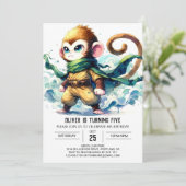 Boheemse bewerkbare apenverjaardag kaart (Staand voorkant)