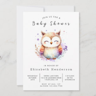 Boheemse bewerkbare uil Baby shower Kaart