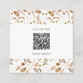 Boheemse Bladeren met QR-code Vierkante Visitekaartje (Achterkant)