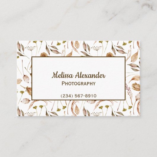 Boheemse bladeren met QR-code Visitekaartje (Voorkant)