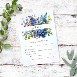 Boheemse Blauw-Violet Bloemen Waterverf RSVP
