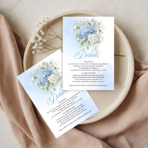 Boheemse Blauwe Hortensia Huwelijksdetailkaart RSVP Kaartje