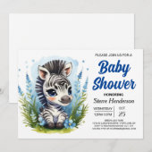 Boheemse Blauwe Magie Zebra Jongen Babyfeestje Kaart (Voorkant / Achterkant)