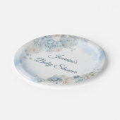 Boheemse Blauwe Roos Baby Shower Papieren Bordje (Gekanteld)