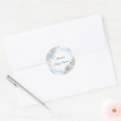 Boheemse Blauwe Roos Baby Shower Ronde Sticker (Envelop)