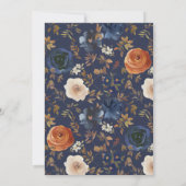 Boheemse Blauwe Rust Bloemen Bruiloft Kaart (Achterkant)