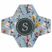 Boheemse Blauwe Waterverf Bloemen Monogrammed Voetbal (Enkel)