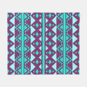 Boheemse Blauwgroen Tribal Aztec Fleece Deken (Voorkant (Horizontaal))