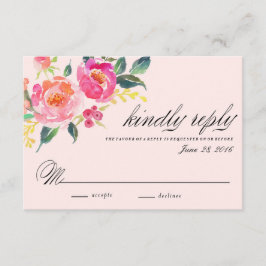 Boheemse bloem bruiloft reactiekaart RSVP kaartje