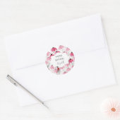 Boheemse bloem in roze zwart en wit ronde sticker (Envelop)