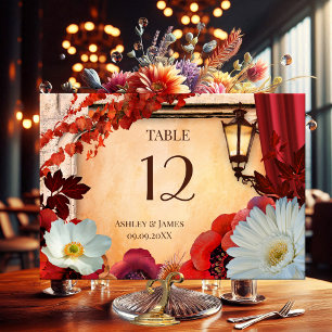Boheemse bloem klassieke herfsttafel nummerkaart kaart