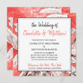 Boheemse Bloem Koraal Tekening Waterverf Bruiloft Kaart (Voorkant / Achterkant)