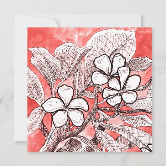 Boheemse Bloem Koraal Tekening Waterverf Bruiloft Kaart (Achterkant)