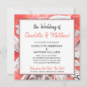 Boheemse Bloem Koraal Tekening Waterverf Bruiloft Kaart (Voorkant)