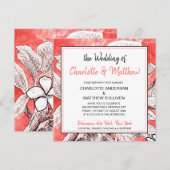 Boheemse Bloem Koraal Tekening Waterverf Trouwdag Kaart (Voorkant / Achterkant)