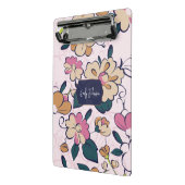 Boheemse Bloem Navy Naam Monogram Mini Klembord (Angled2)