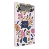 Boheemse Bloem Navy Naam Monogram Mini Klembord (Schuin)