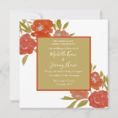 Boheemse bloem rode oranje gouden trouw uitnodigin kaart (Voorkant)