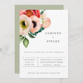 Boheemse bloemboeket trouwuitnodiging aankondiging (Voorkant / Achterkant)