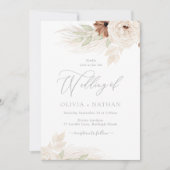 Boheemse Bloemen Beige & Ivoren bruiloft Kaart (Voorkant)