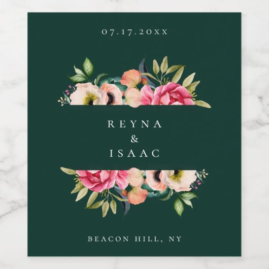 Boheemse Bloemen Bloemenkader Wijnetiket Wijn Etiket (Enkel label)