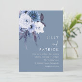 Boheemse Bloemen Boho Blauwe Huwelijk Kaart (Staand voorkant)